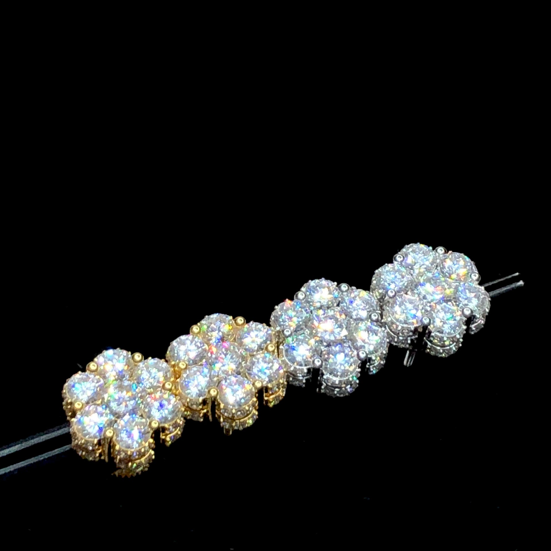 14K JUMBO VVS FLOWER DIAMOND EARRINGS
