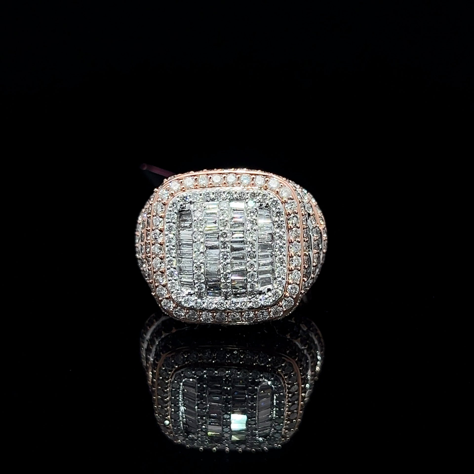 Rose gold VVS diamond square ring