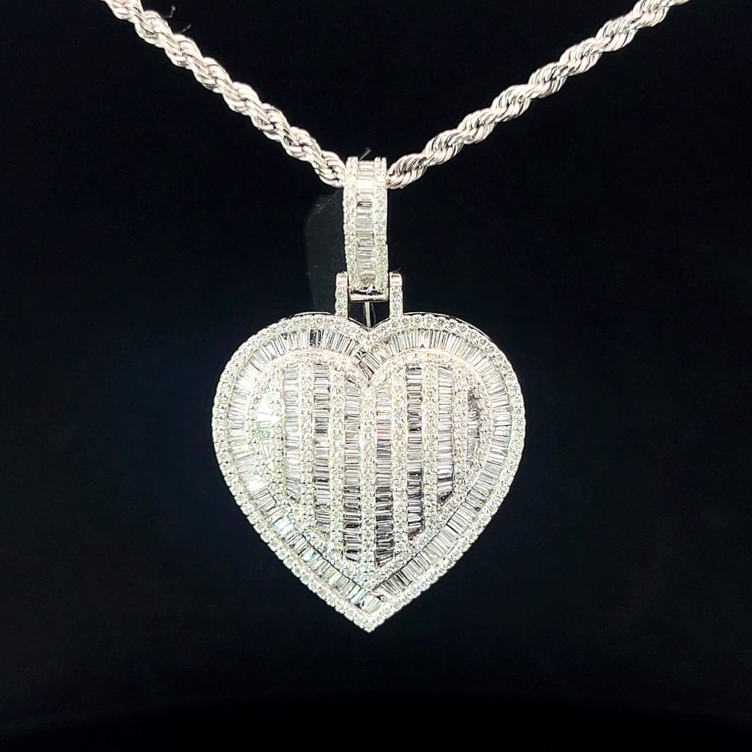 Two piece diamond heart pendant set