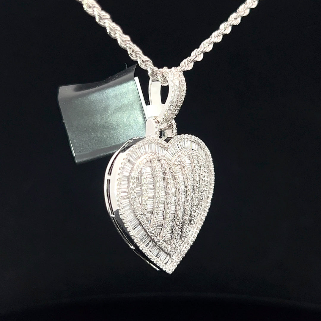 Two piece diamond heart pendant set