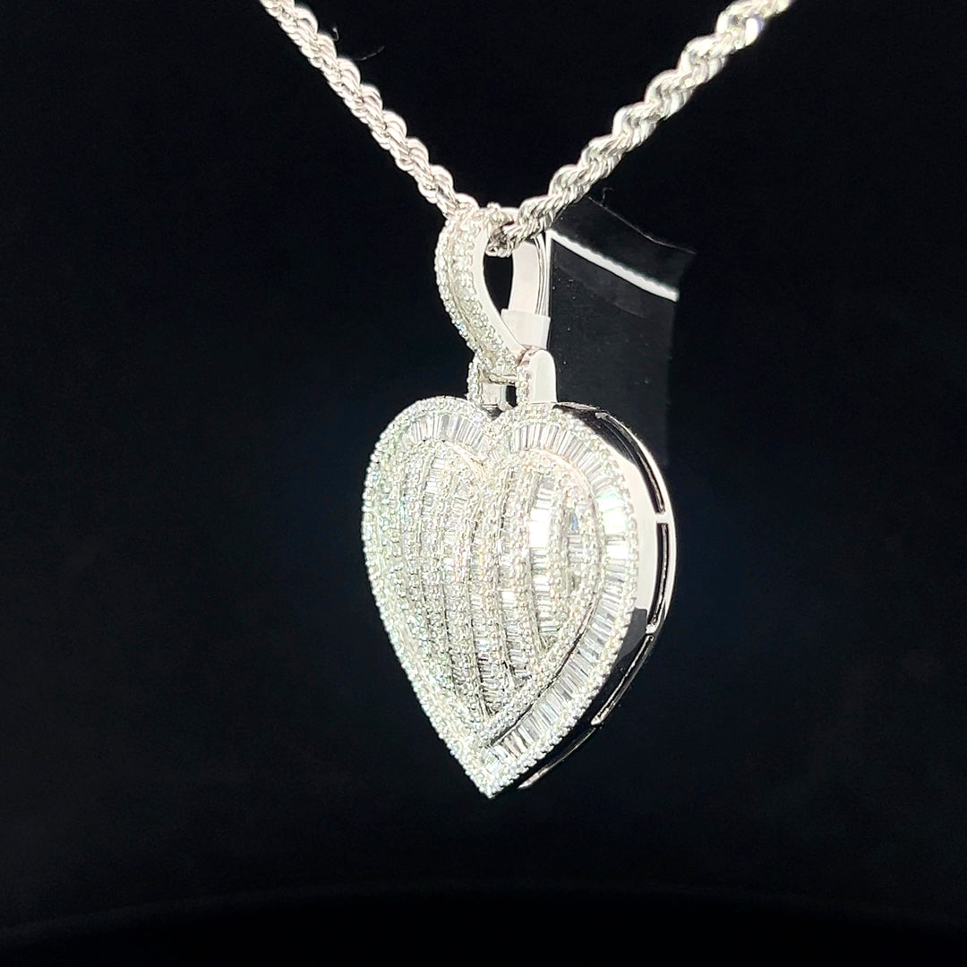 Two piece diamond heart pendant set