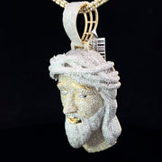 SOLID GOLD NATURAL DIAMOND JESUS HEAD PENDANT