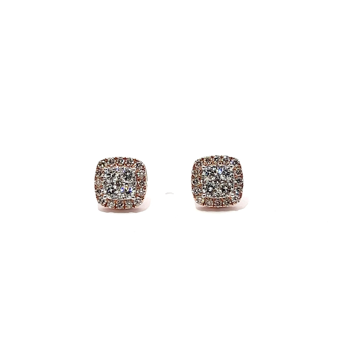 14k VVS Square Diamond Earrings