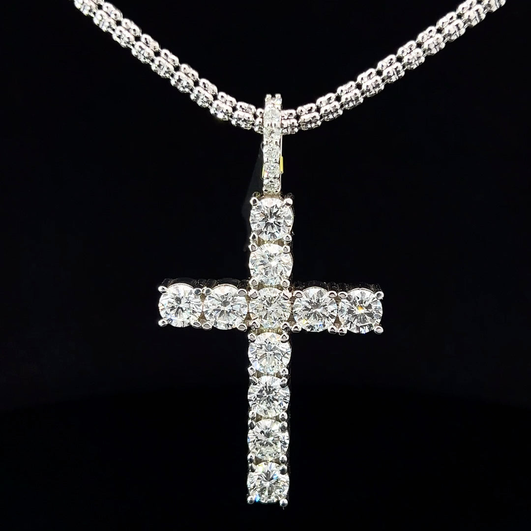 White gold SOLID LAB VVS POINTER CROSS PENDANT