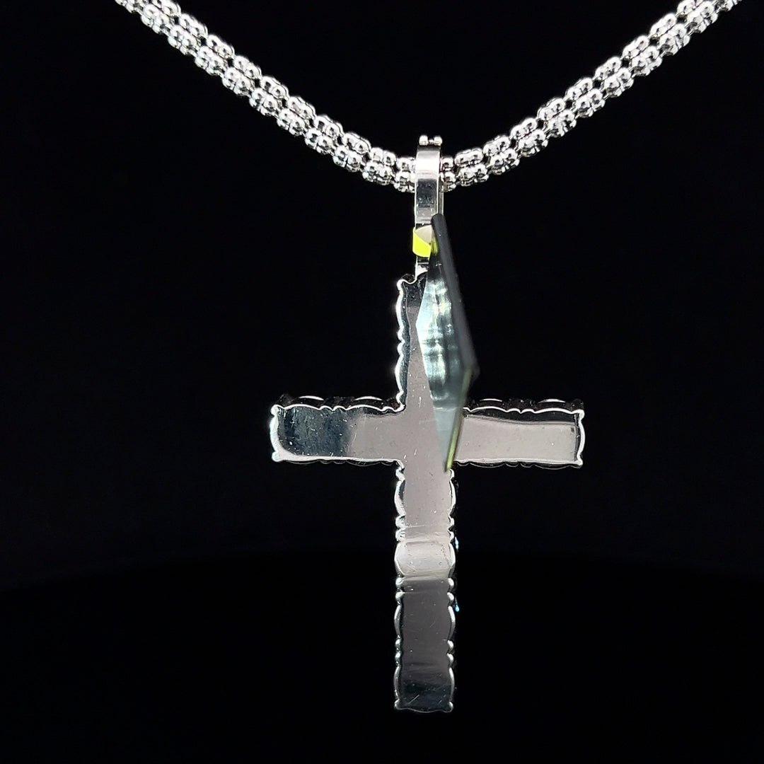 White gold SOLID LAB VVS POINTER CROSS PENDANT