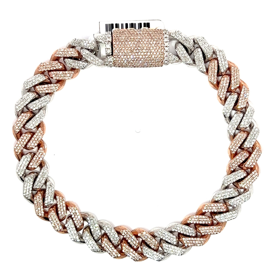 Two tone Diamond Cuban Bracelet