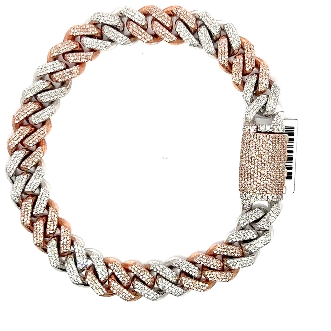 Two tone Diamond Cuban Bracelet