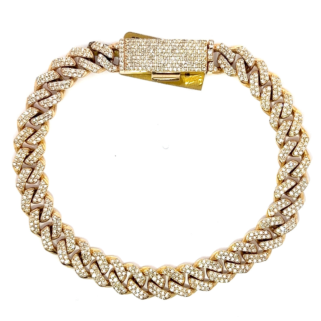 Yellow Gold Diamond Cuban Bracelet