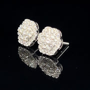 14k White gold diamond Flower VVS Earrings