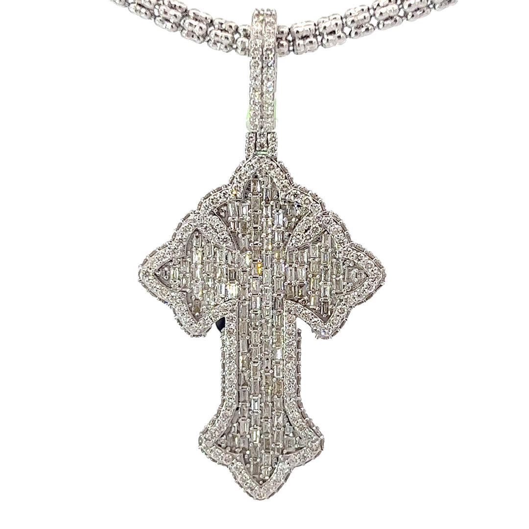 14k Flooded Diamond Cross pendant