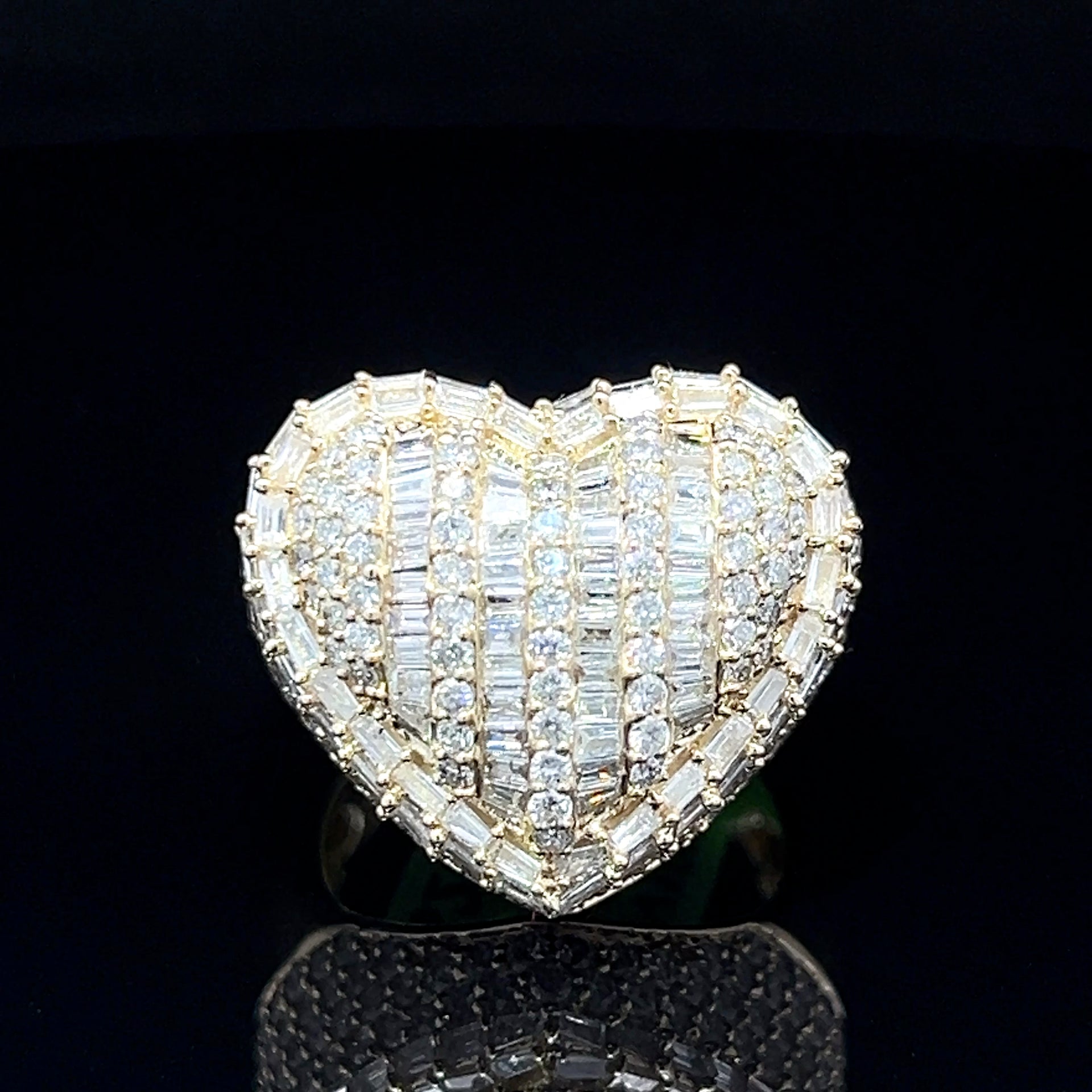 Yellow Gold Flooded Diamond Heart Ring