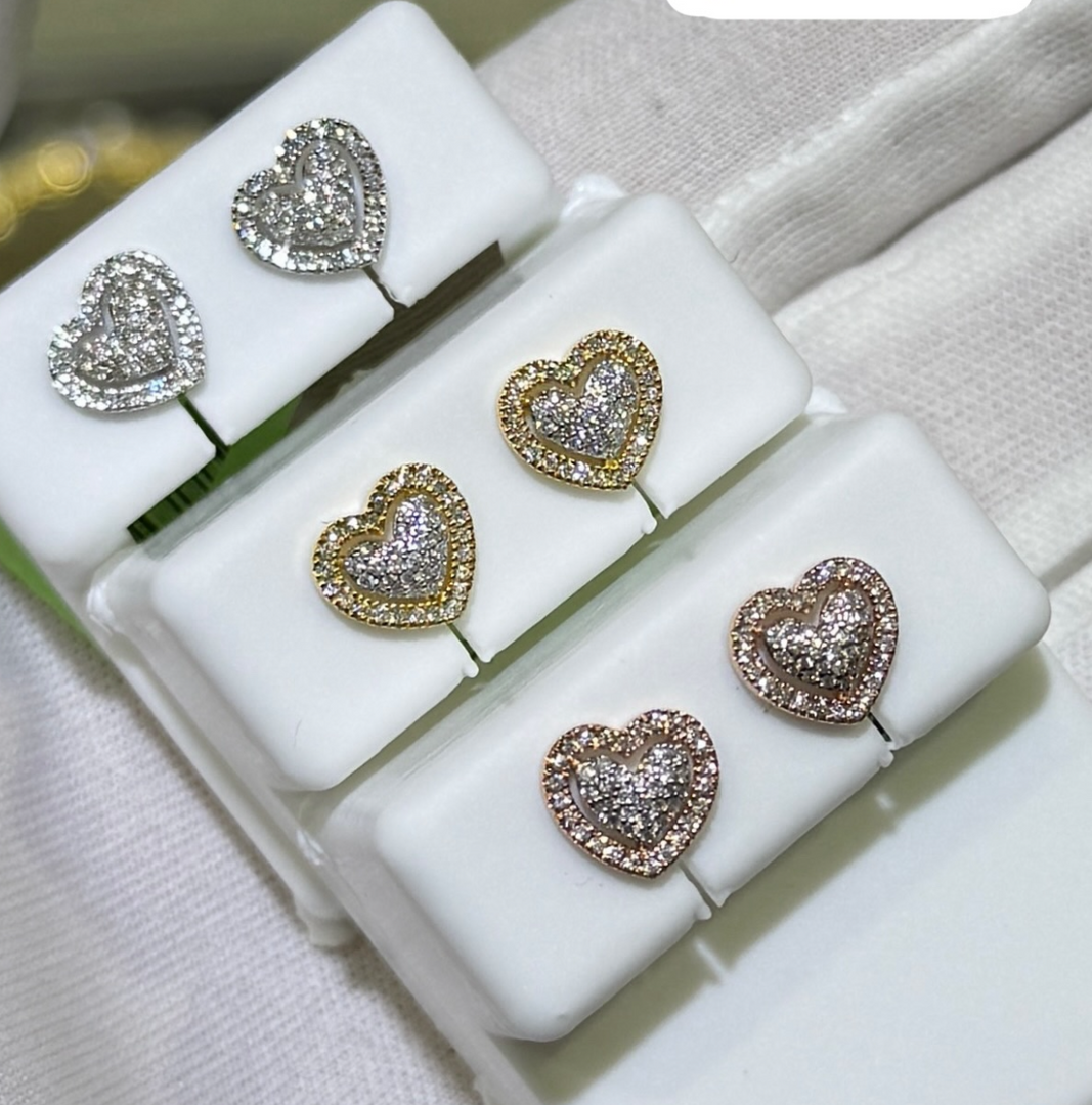 14k heart diamond earrings