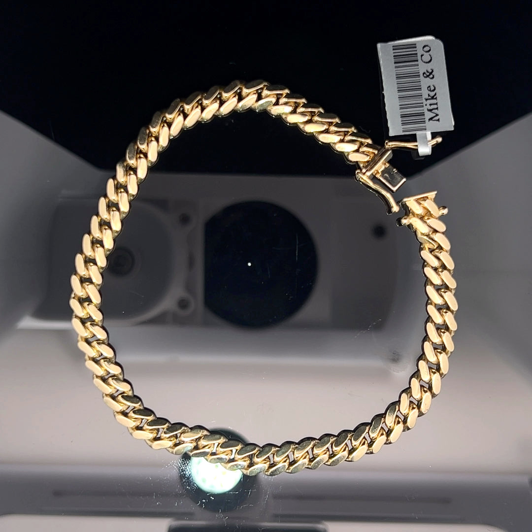 14k yellow gold solid Cuban bracelet