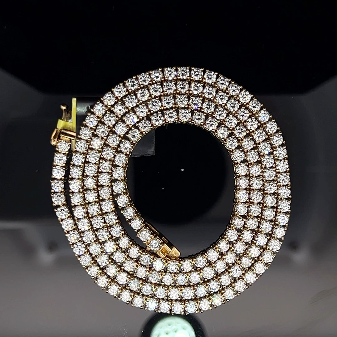YELLOW GOLD LAB VVS DIAMOND TENNIS CHAIN