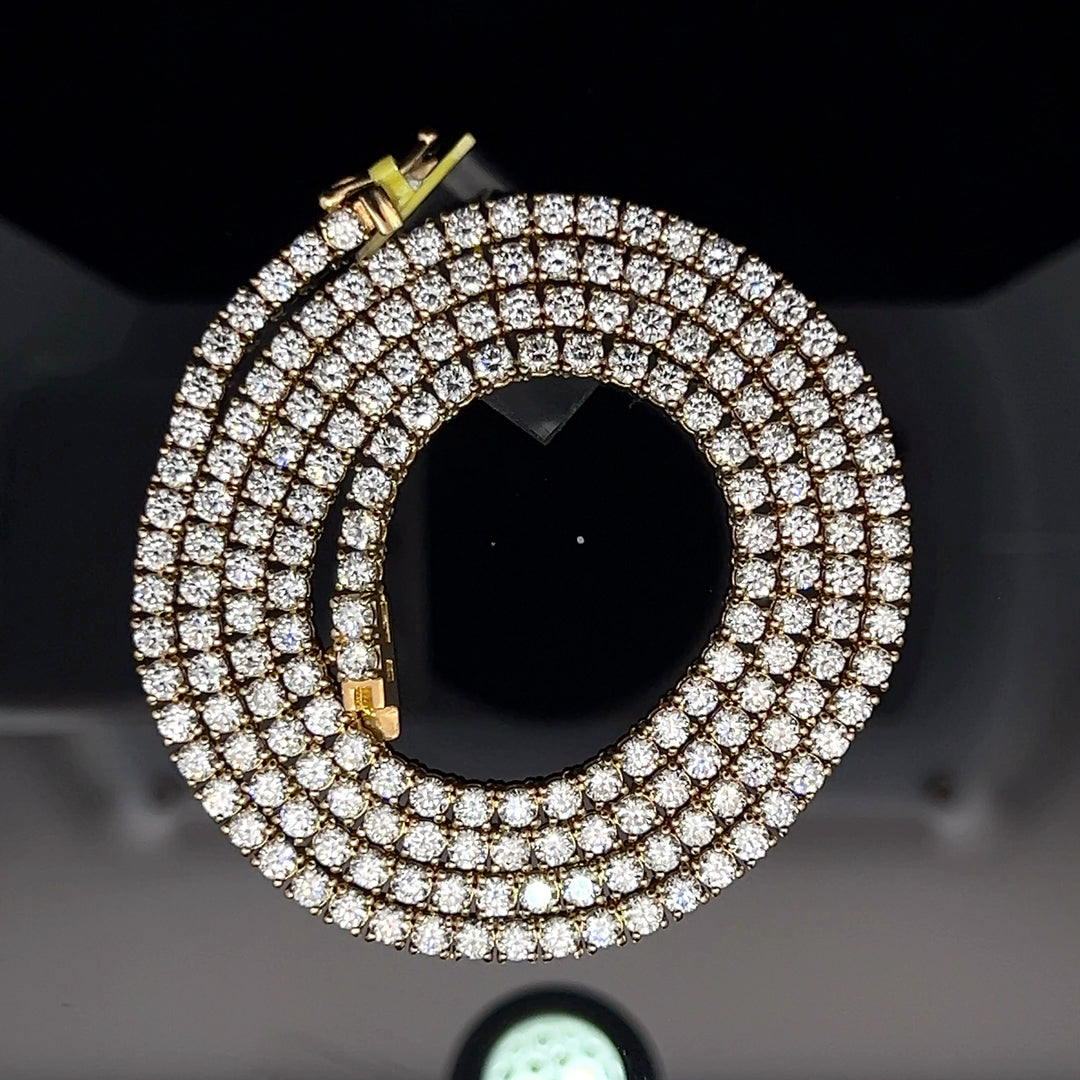 YELLOW GOLD LAB VVS DIAMOND TENNIS CHAIN