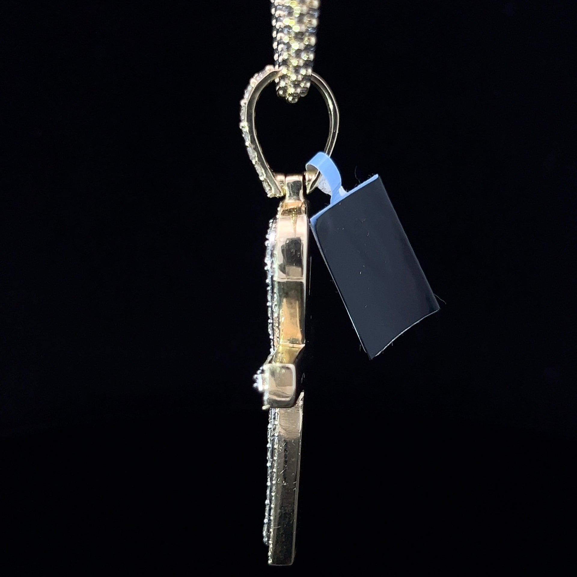 14k solid gold natural diamond Ankh pendant