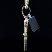 14k solid gold natural diamond Ankh pendant