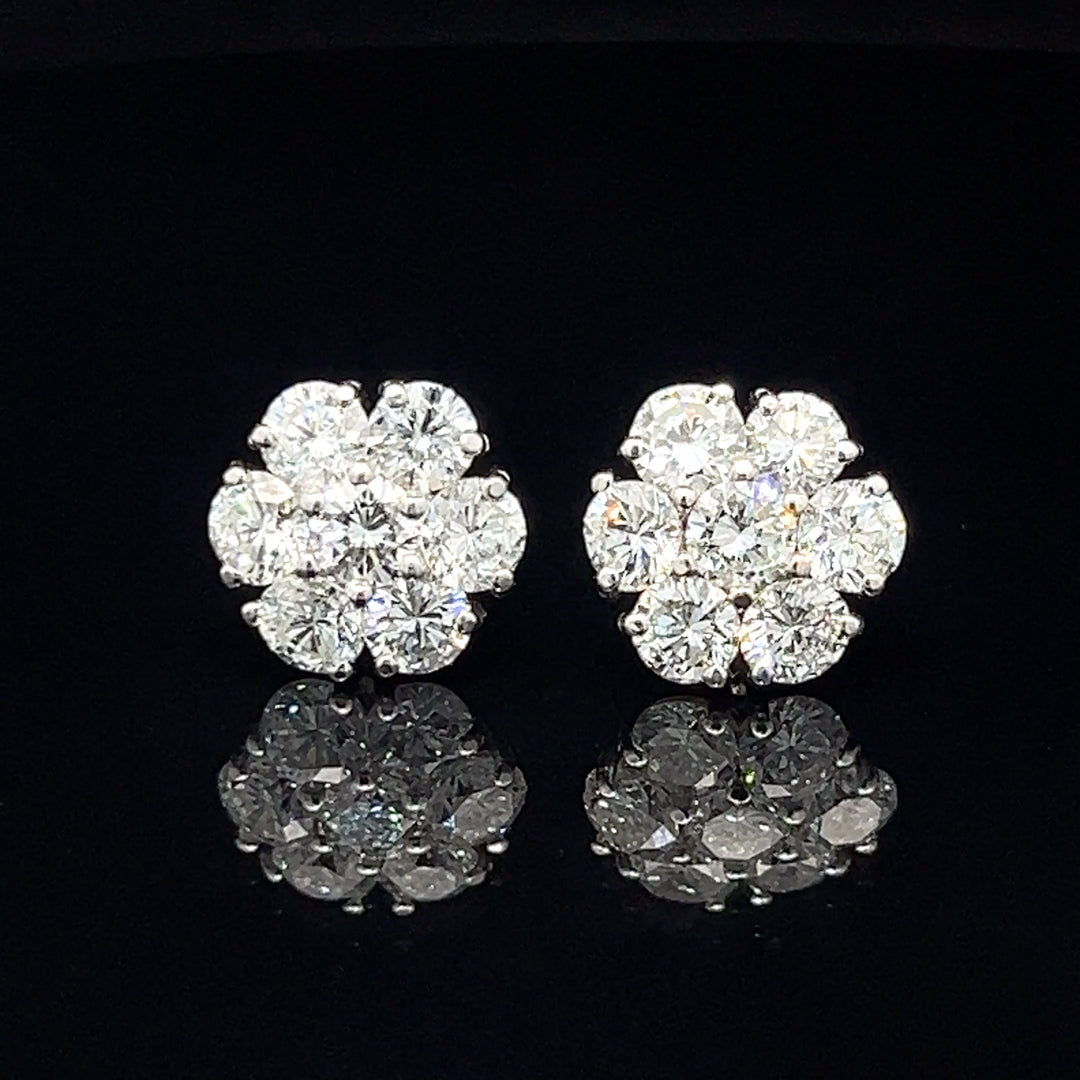 14k VVS Flower Diamond Earrings