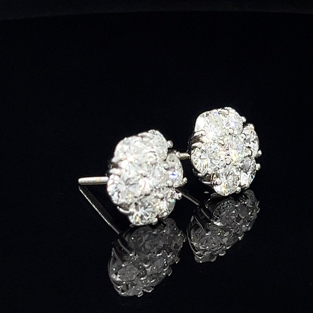 14k VVS Flower Diamond Earrings