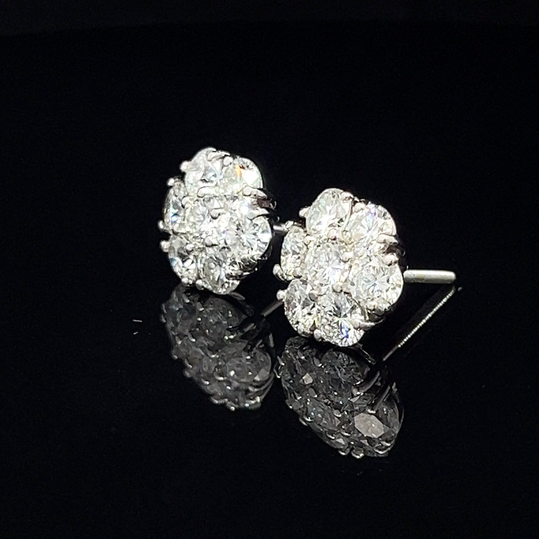 14k VVS Flower Diamond Earrings