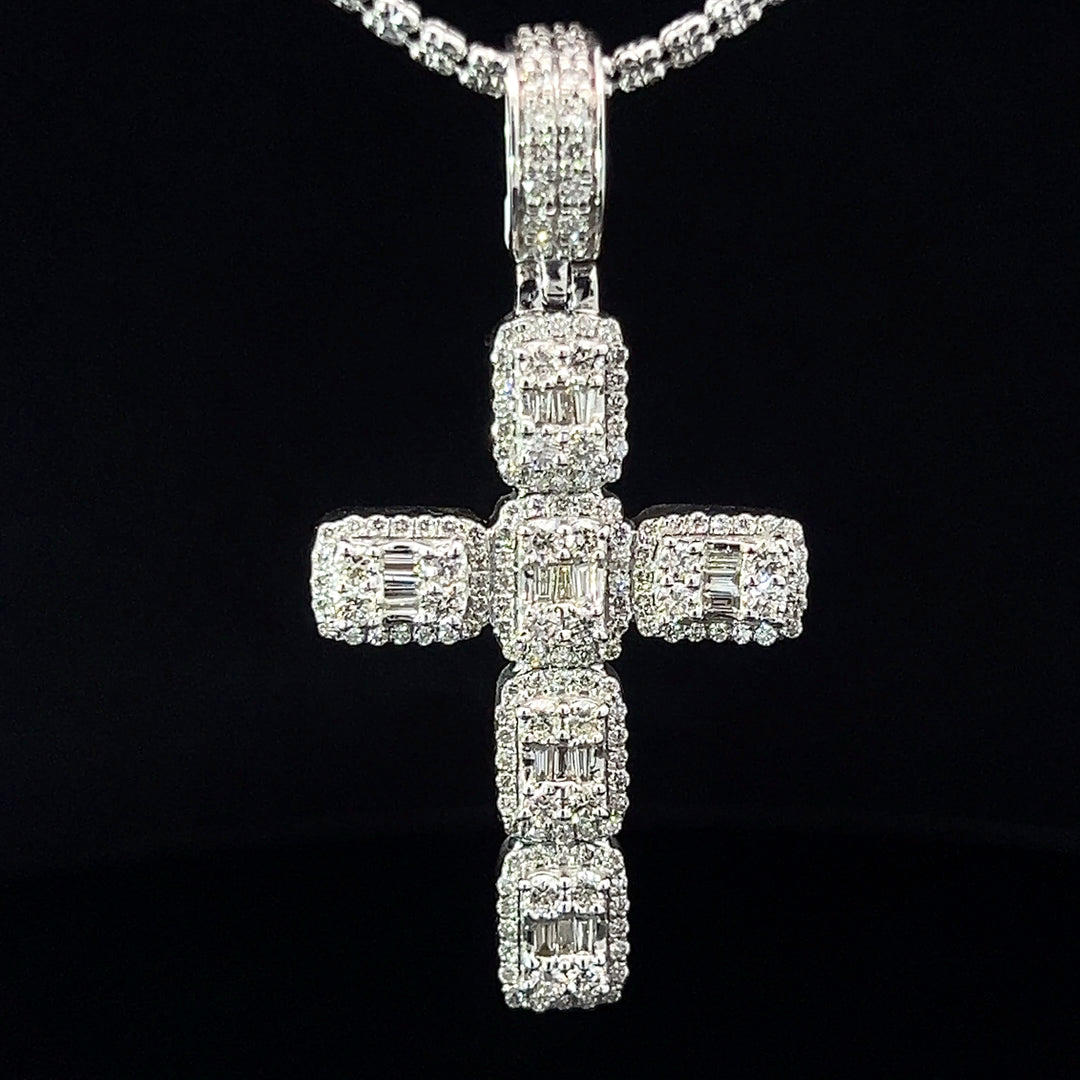 White gold diamond cross pendant