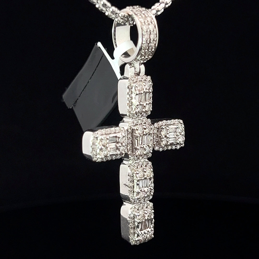 White gold diamond cross pendant