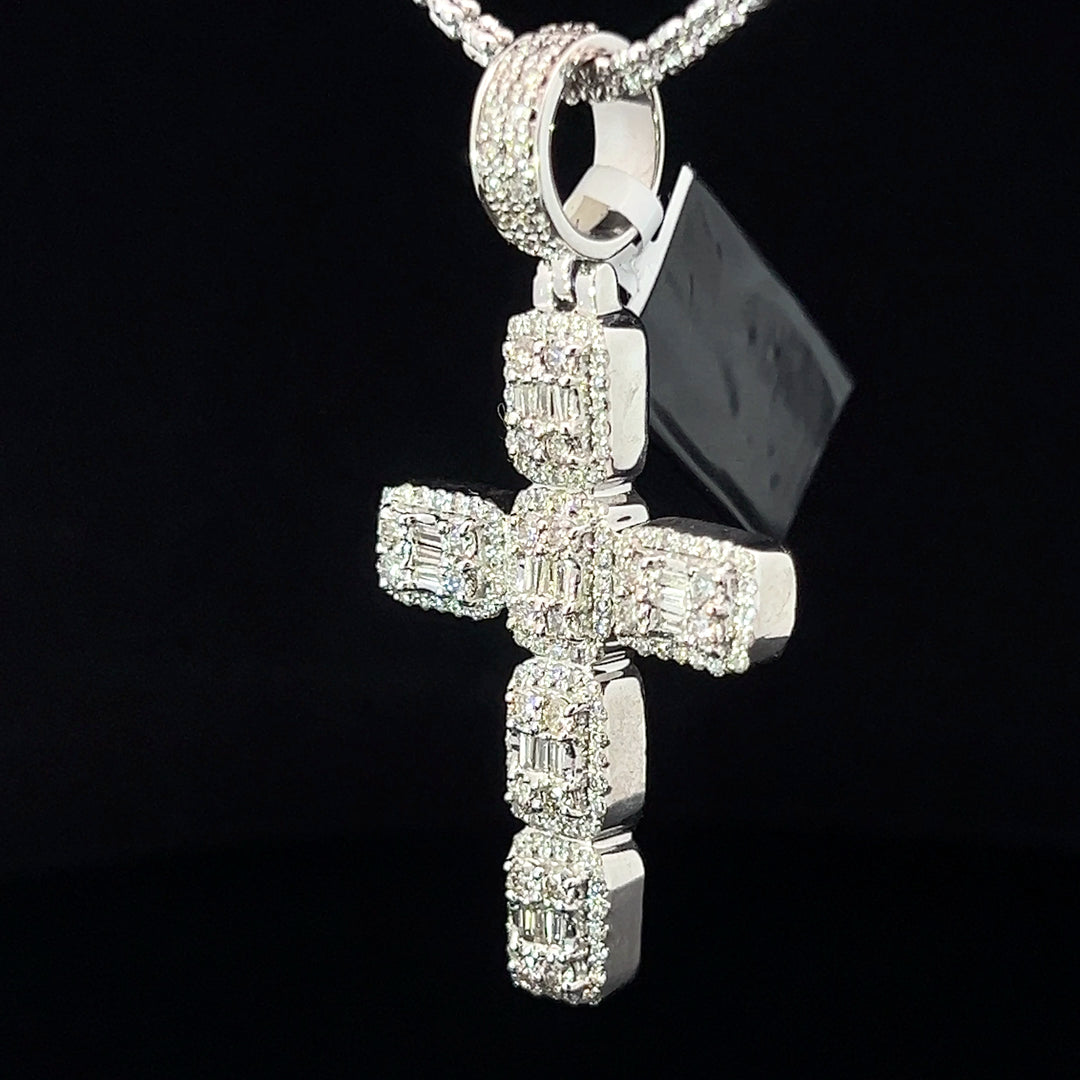 White gold diamond cross pendant