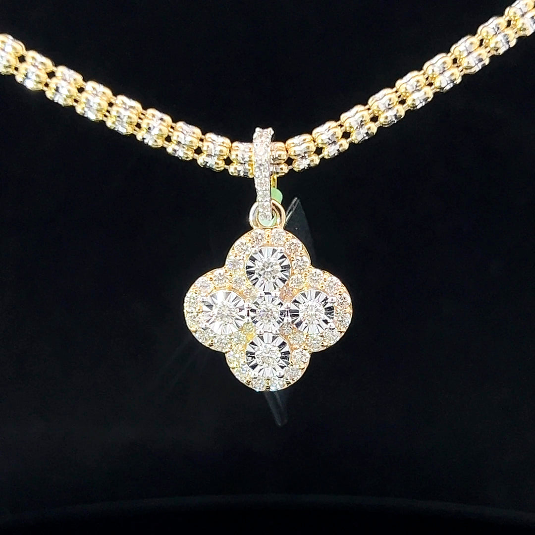 14k Diamond VVS Clover Pendant