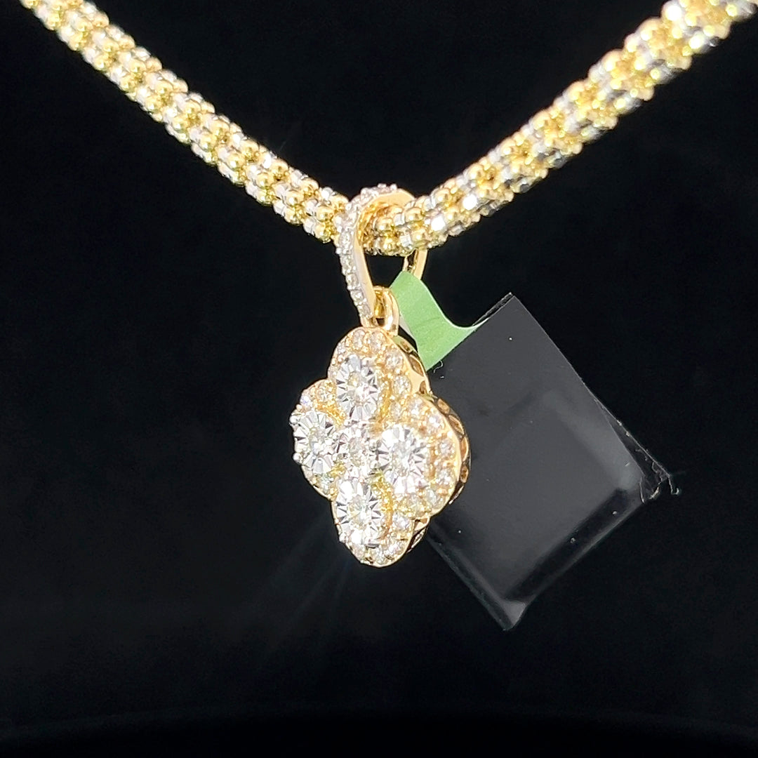 14k Diamond VVS Clover Pendant