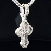 White gold solid diamond cross pendant