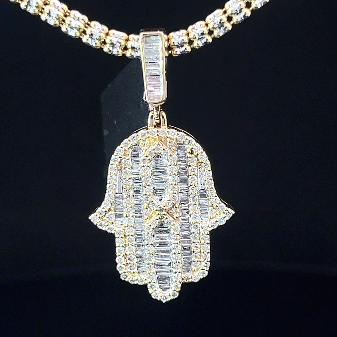 Flooded Diamond Hamsa Pendant