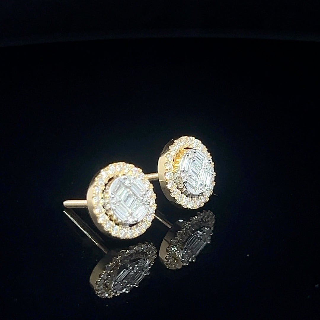 14k Baguette diamond Earrings