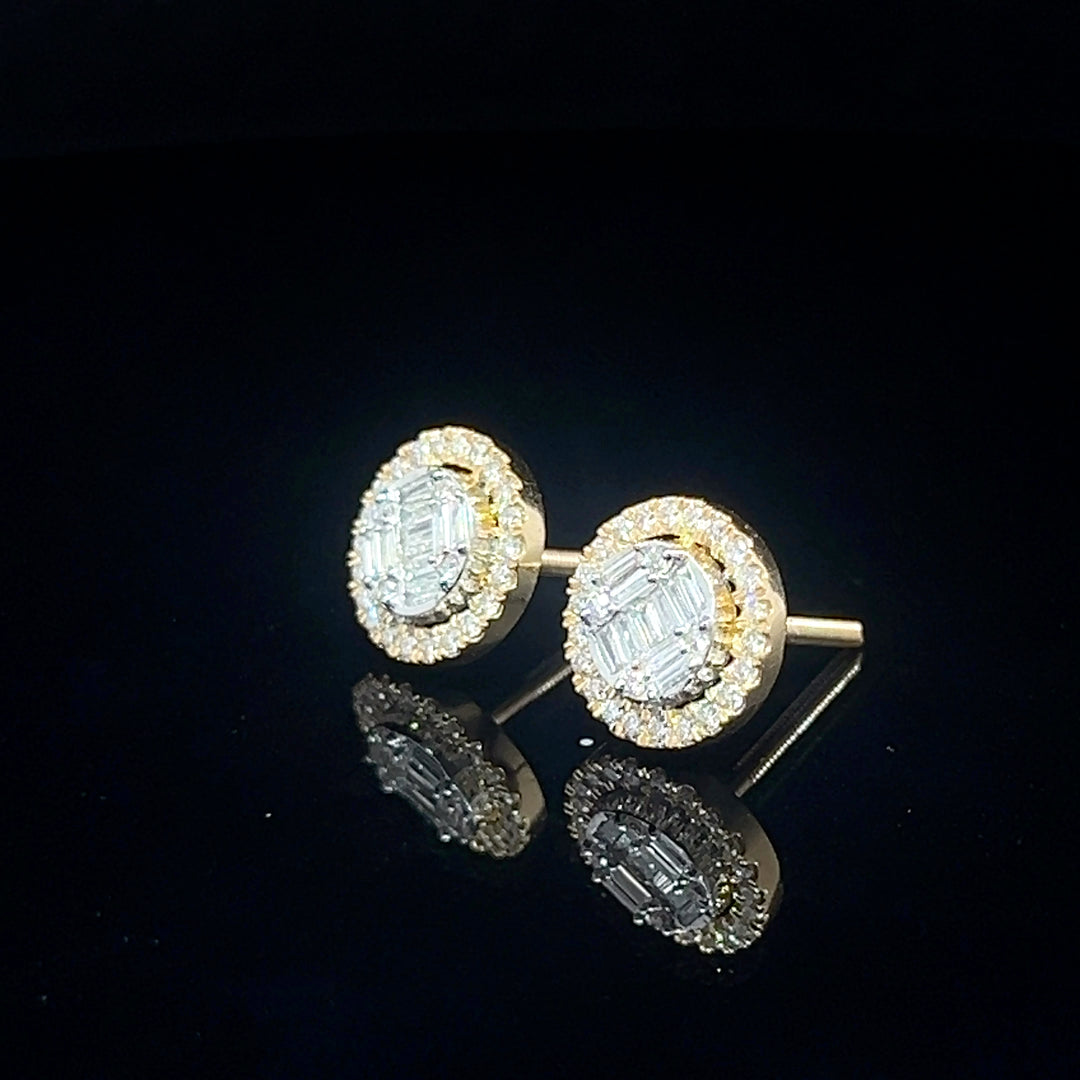 14k Baguette diamond Earrings