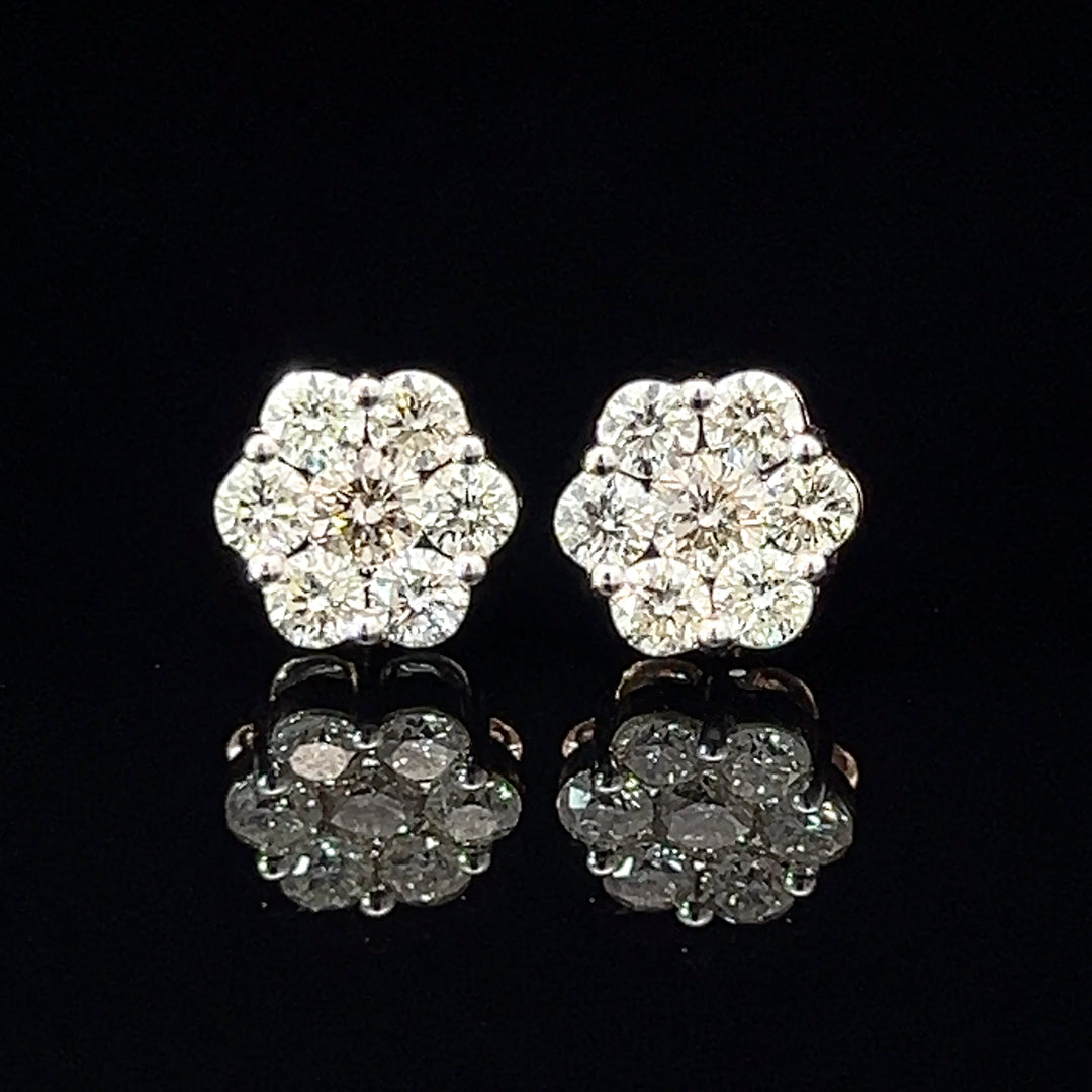 14k Rose gold Diamond Flower earrings