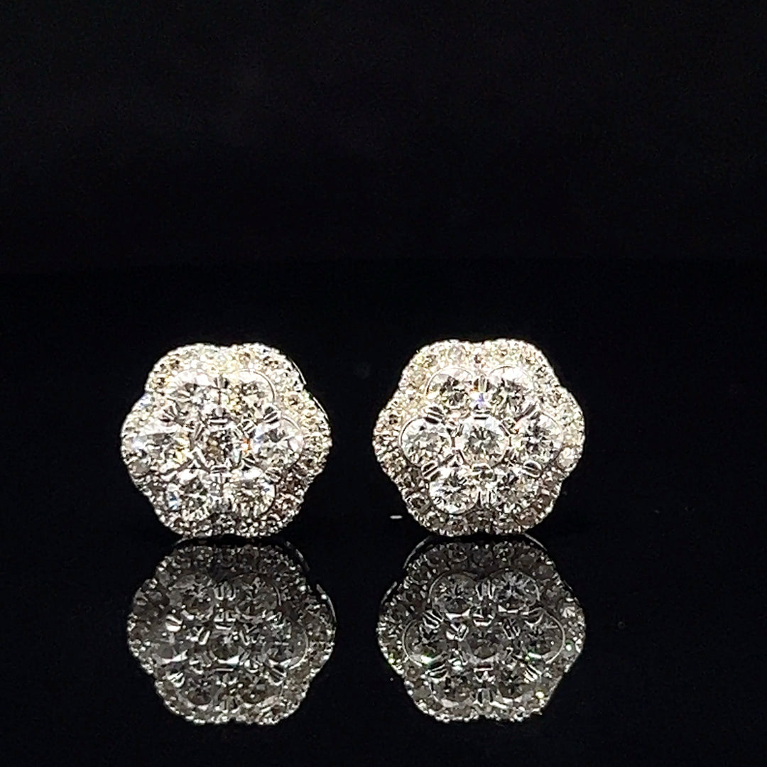 14k White gold diamond earrings