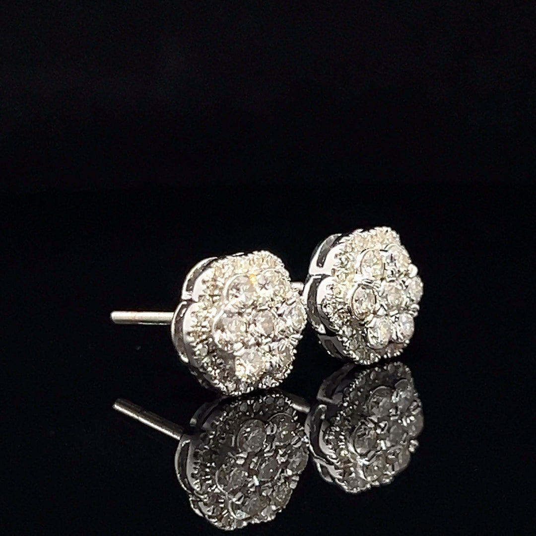 14k White gold diamond earrings