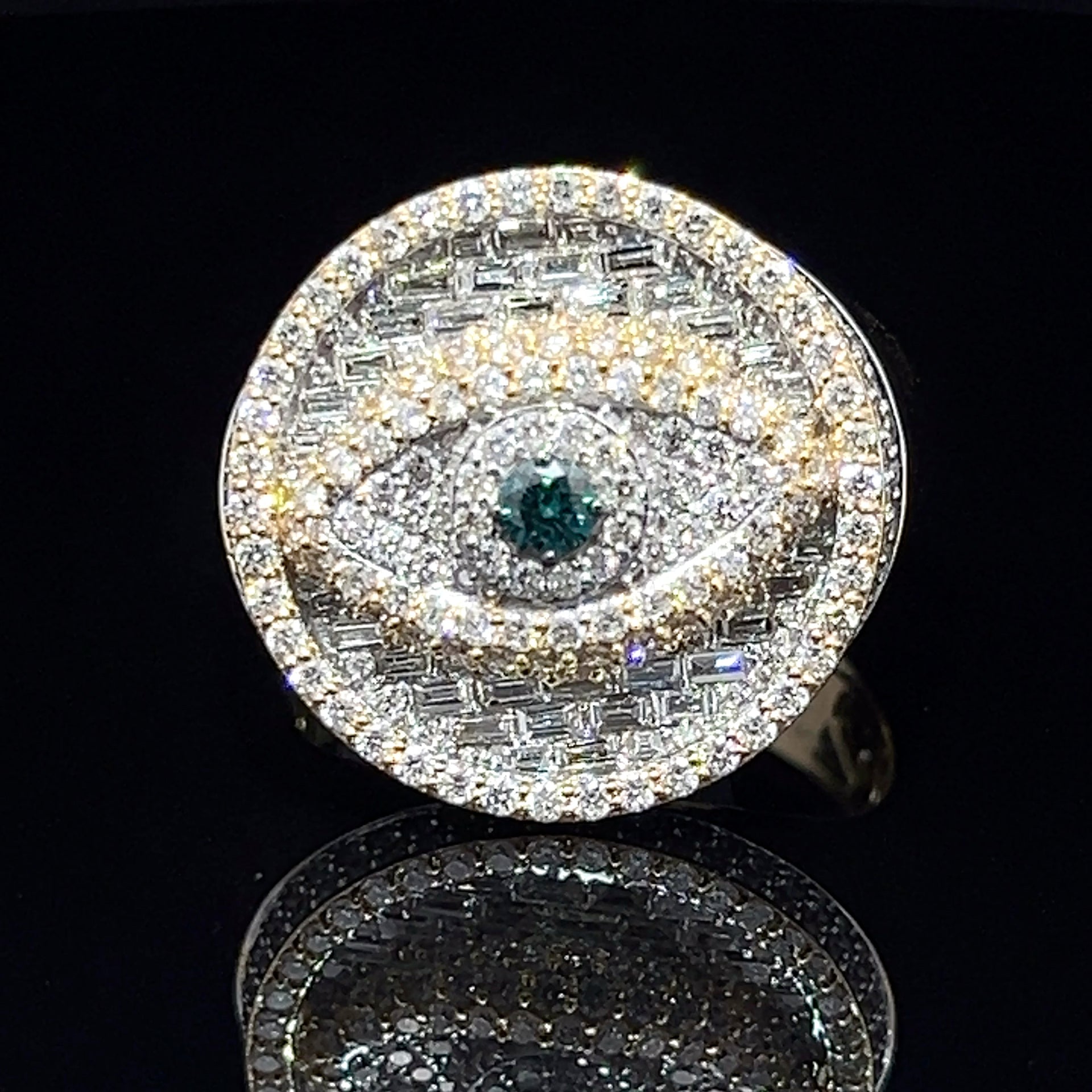 Solid gold diamond Eye ring