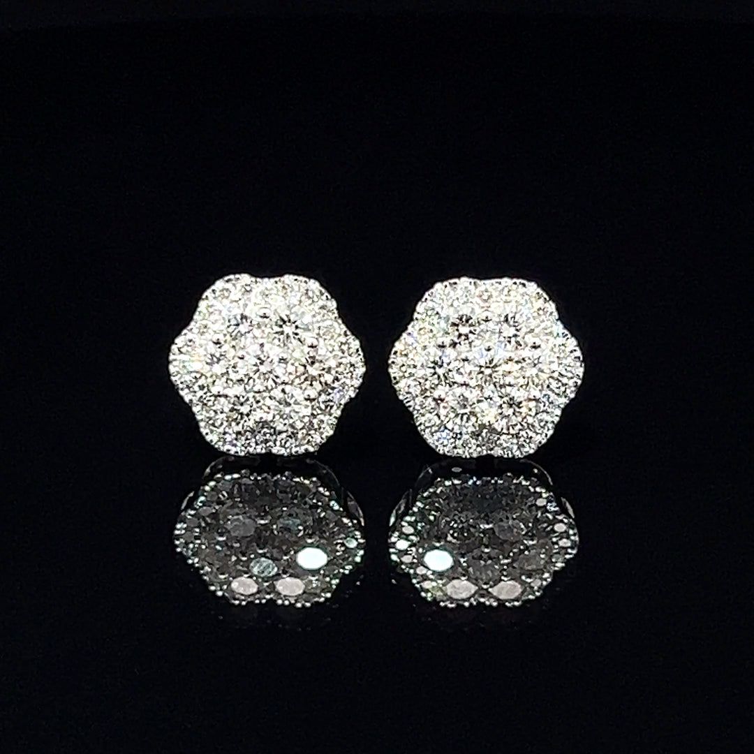 14k VVS diamond flower earrings