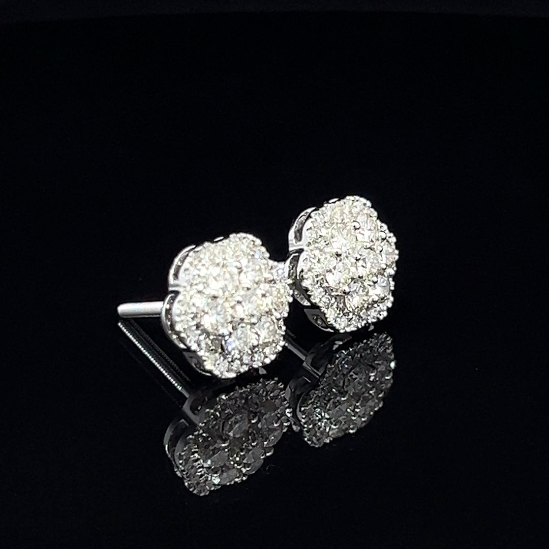 14k VVS diamond flower earrings