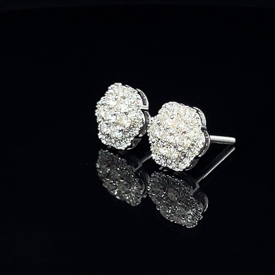 14k VVS diamond flower earrings