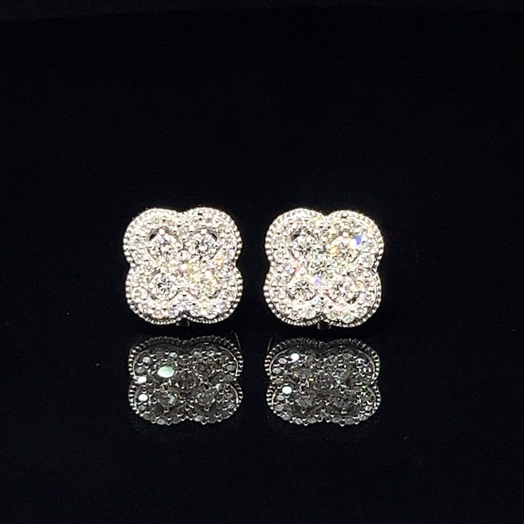 14k White gold Clover Earrings