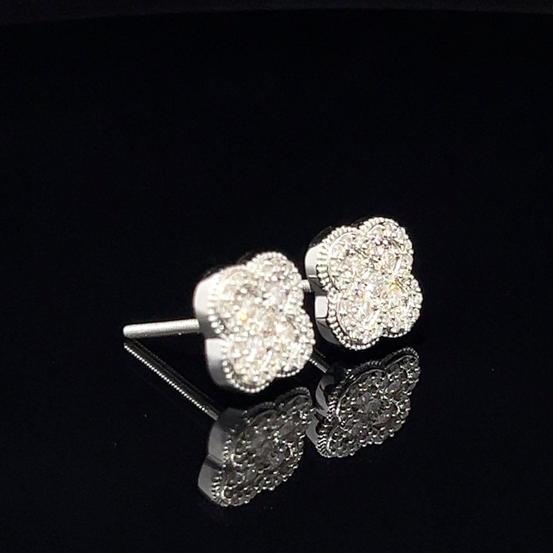 14k White gold Clover Earrings