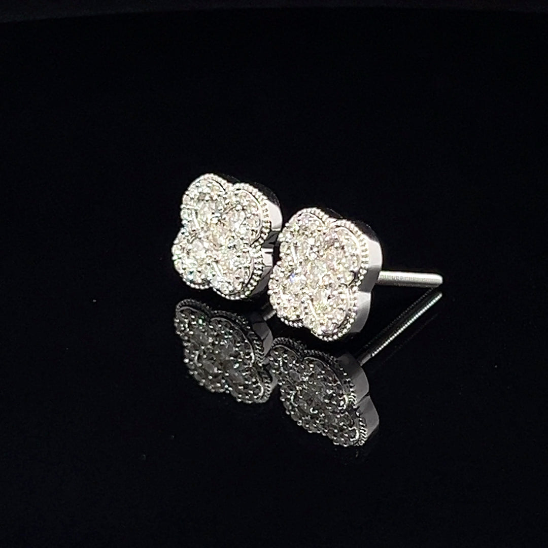 14k White gold Clover Earrings