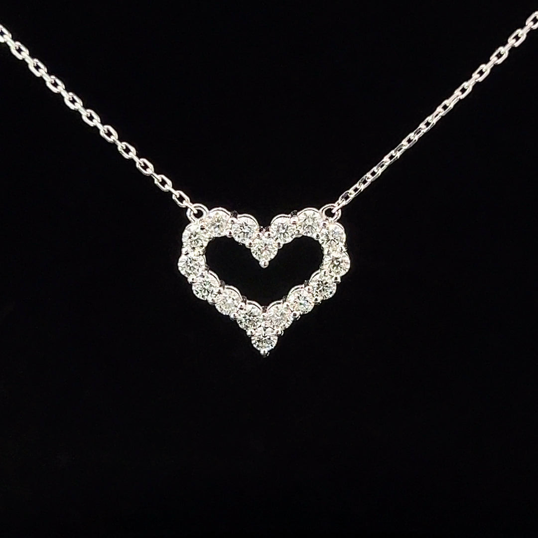 14k White gold Diamond heart pendant with chain