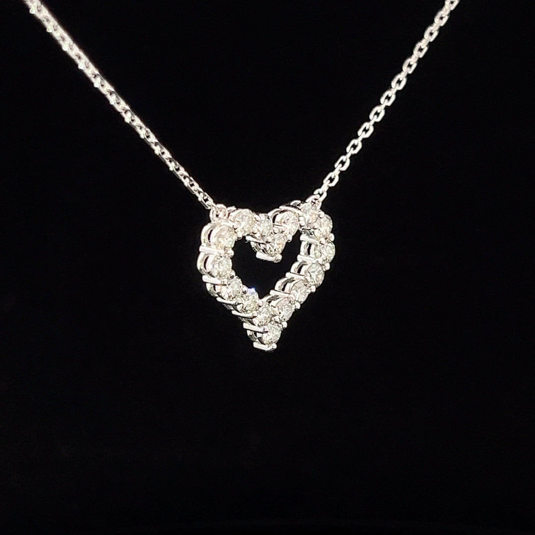 14k White gold Diamond heart pendant with chain