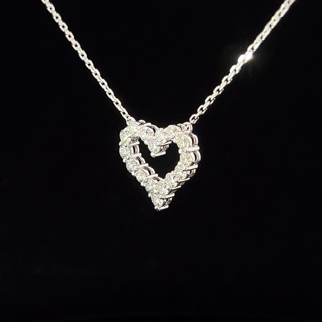 14k White gold Diamond heart pendant with chain