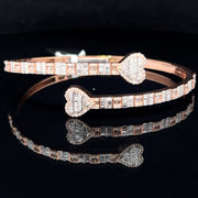 Heart-Shaped Rose Gold Diamond Bangle Bracelet