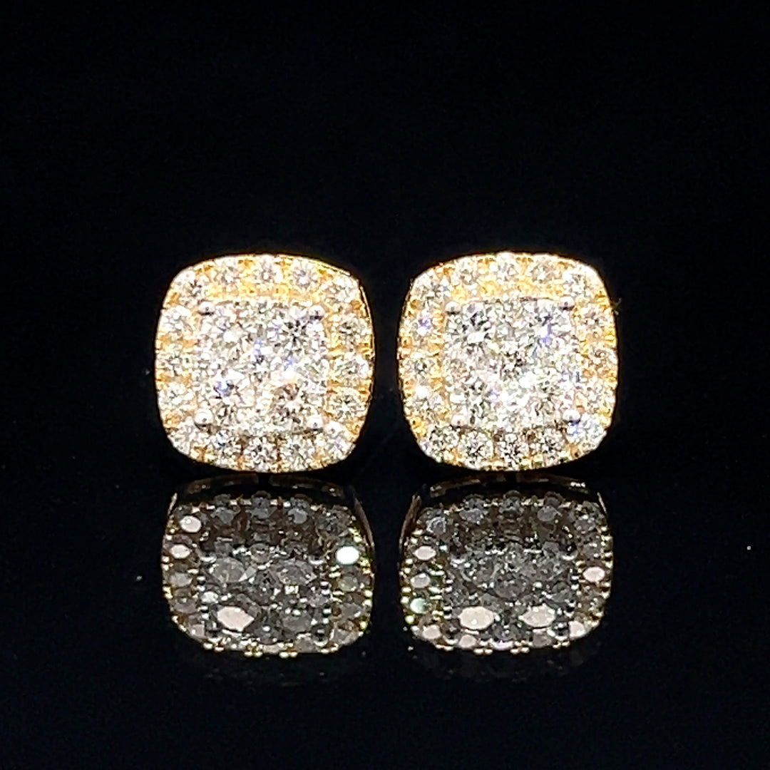 14k VVS Diamond square earrings