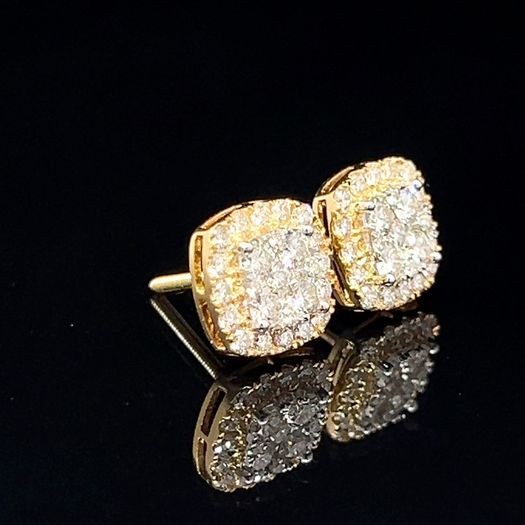 14k VVS Diamond square earrings