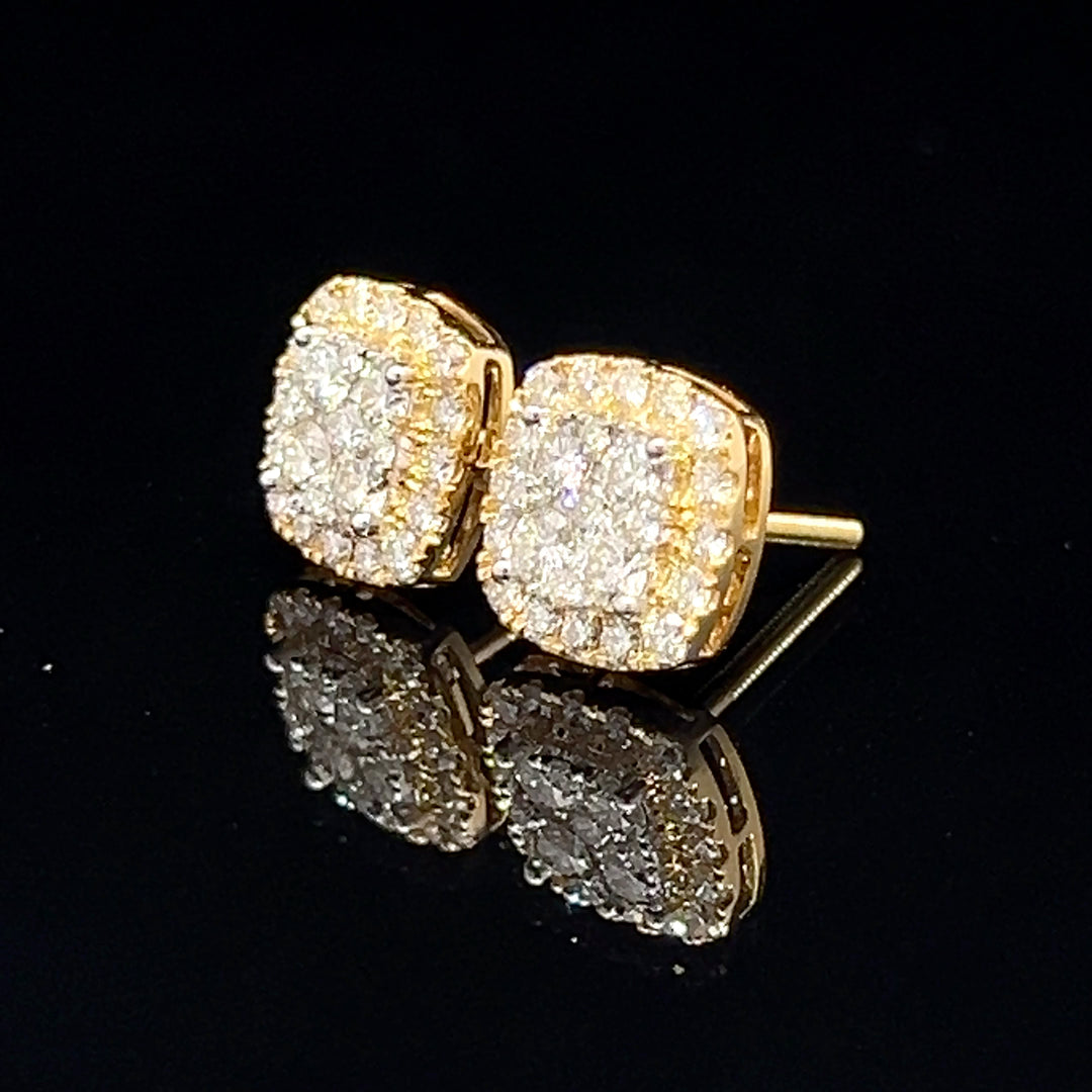 14k VVS Diamond square earrings